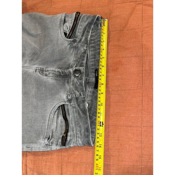 Maje Gray Distressed Skinny Biker Jeans With Zipper Details Size 28 - Picture 5 of 7